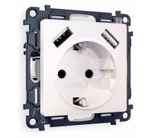 Розетка с заземлением и со шторкой и 2хUSB type A, без рамки Ambrella Volt Quant MA209010