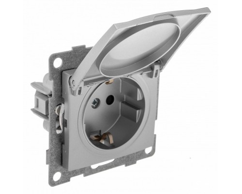 Розетка с заземлением и со шторкой, без рамки с крышкой Gusi Electric BRAVO С10Р91-004