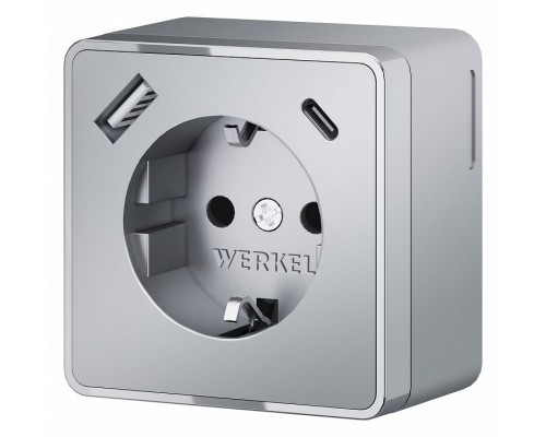 Розетка с заземлением и со шторками и USB Werkel Gallant (серебряный) W5071706 Розетка с заземлением и со шторками и USB Werkel Gallant (серебряный) W5071706
