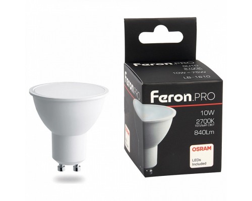 Лампа светодиодная Feron Lb 1610 GU10 10Вт 2700K 38161 Лампа светодиодная Feron Lb 1610 GU10 10Вт 2700K 38161