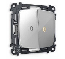 Выключатель двухклавишный с подсветкой без рамки Ambrella Volt Quant MO404010