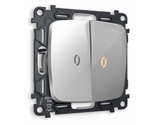 Выключатель двухклавишный с подсветкой без рамки Ambrella Volt Quant MO404010