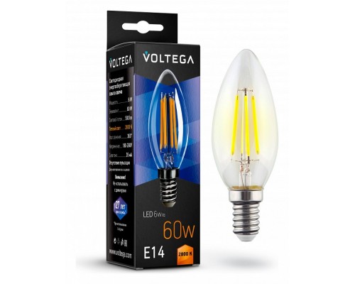 Лампа светодиодная Voltega Candle 6W E14 6Вт 2800K 7019