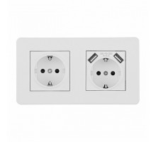 Розетка с заземлением и со шторкой и 2хUSB Arte Milano SET16-2 SET16-2-47-1-40-1 white