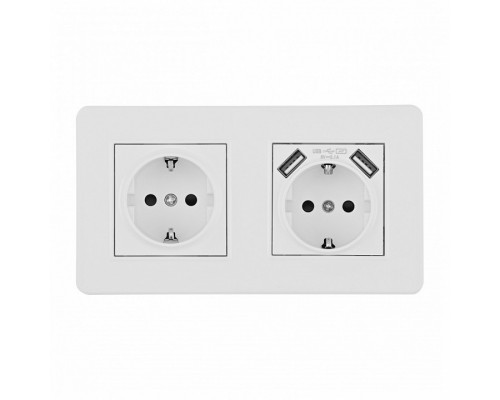 Розетка с заземлением и со шторкой и 2хUSB Arte Milano SET16-2 SET16-2-47-1-40-1 white