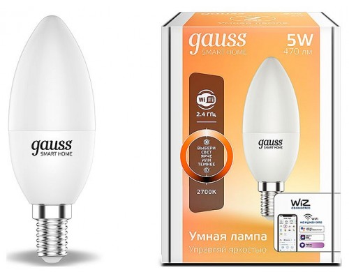 Лампа светодиодная Gauss Smart Home E14 5Вт 2700K 1100112 Лампа светодиодная Gauss Smart Home E14 5Вт 2700K 1100112