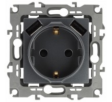 Розетка с заземлением и со шторкой и 2хUSB, без рамки Эра Эра 12 12-4109-12