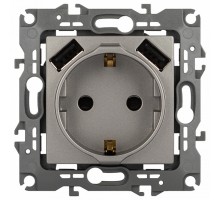 Розетка с заземлением и со шторкой и 2хUSB, без рамки Эра Эра 12 12-4109-16
