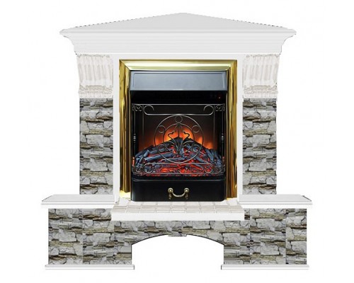 Комплект из электрокамина напольного и портала (122x83х109 см) Бостон К Алтай угл. Majestic BR БКУ00020