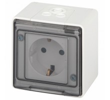 Розетка с заземлением и со шторкой, с крышкой Эра Эра Эксперт 11-2502-01