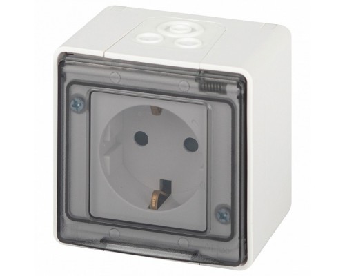 Розетка с заземлением и со шторкой, с крышкой Эра Эра Эксперт 11-2502-01