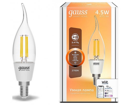 Лампа светодиодная Gauss Smart Home E14 4.5Вт 2700K 1260112 Лампа светодиодная Gauss Smart Home E14 4.5Вт 2700K 1260112