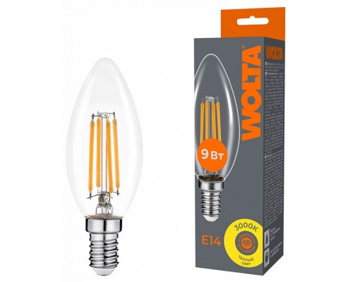 Лампа светодиодная Wolta  E14 9Вт 3000K WF-C35-9W3KE14