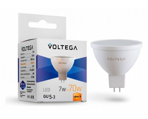 Лампа светодиодная Voltega Sofit GU5.3 GU5.3 7Вт 2800K 7058 Лампа светодиодная Voltega Sofit GU5.3 GU5.3 7Вт 2800K 7058