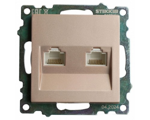 Розетка двойная Ethernet RJ-45 без рамки Stekker Катрин 50004 Розетка двойная Ethernet RJ-45 без рамки Stekker Катрин 50004