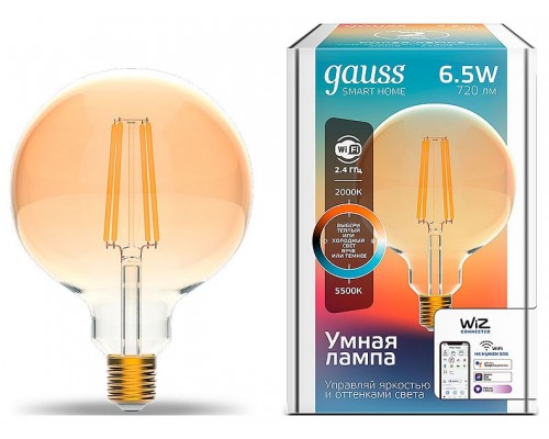 Лампа светодиодная Gauss Smart Home E27 6.5Вт 2000-5500K 1340112 Лампа светодиодная Gauss Smart Home E27 6.5Вт 2000-5500K 1340112