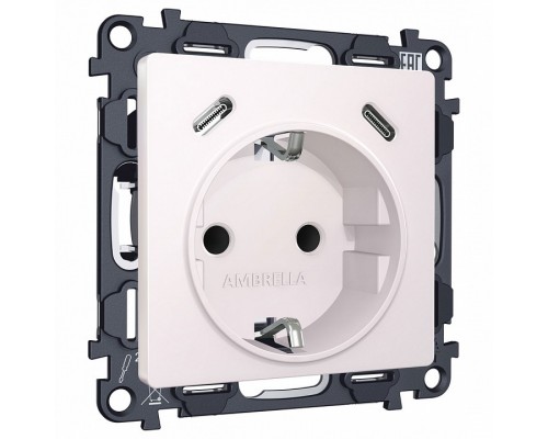 Розетка с заземлением и 2хUSB type C, без рамки Ambrella Volt MA MA210510
