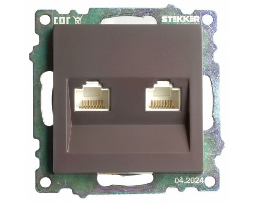 Розетка двойная Ethernet RJ-45 без рамки Stekker Катрин 50006