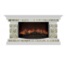 Комплект из электрокамина напольного и портала (143x45x80 см) Брайтон Карелия Rondo 86 БР000020