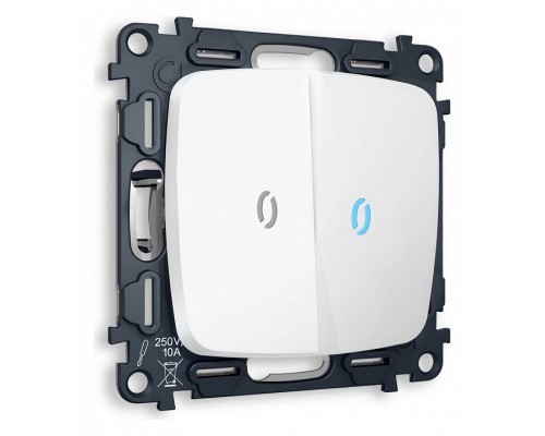 Выключатель проходной двухклавишный с подсветкой без рамки Ambrella Volt Quant MO124040