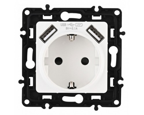 Розетка с заземлением и со шторкой и 2хUSB, без рамки Arte Milano am-217 217.47-1.white Розетка с заземлением и со шторкой и 2хUSB, без рамки Arte Milano am-217 217.47-1.white