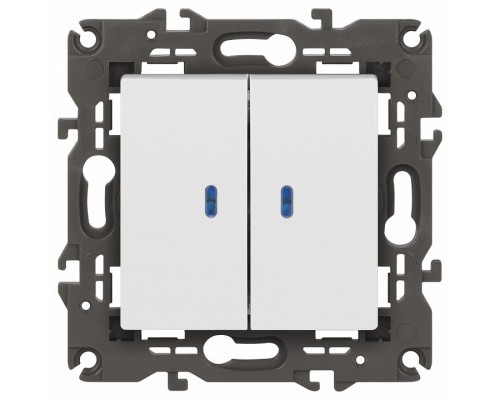 Выключатель двухклавишный с подсветкой без рамки Эра Эра Elegance 14-1105-01