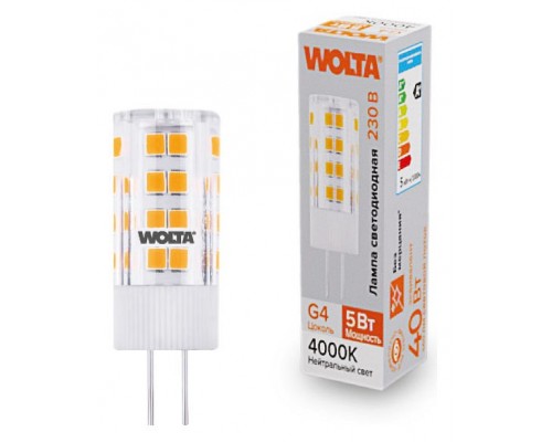 Лампа светодиодная Wolta  G4 5Вт 4000K WSTD-JC-220V5W4KG4-C