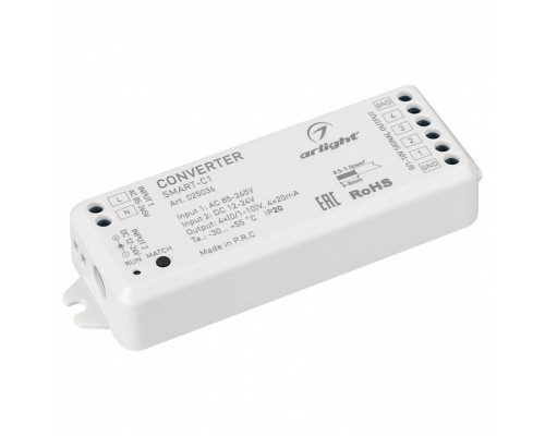 Контроллер-регулятор цвета RGBW Arlight SMART SMART-C1 (12-24V, RF-0/1-10V, 2.4G) Контроллер-регулятор цвета RGBW Arlight SMART SMART-C1 (12-24V, RF-0/1-10V, 2.4G)