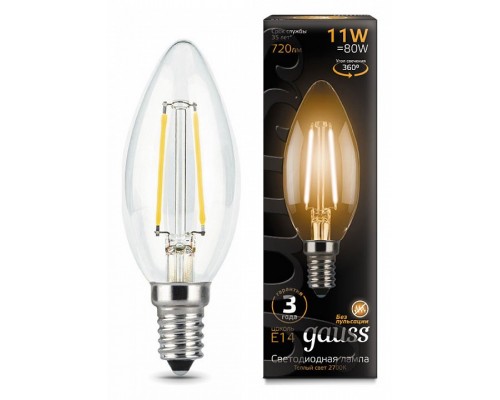Лампа светодиодная Gauss LED Filament E14 11Вт 2700K 103801111 Лампа светодиодная Gauss LED Filament E14 11Вт 2700K 103801111