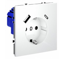 Розетка с заземлением и со шторкой и 2хUSB type A и C, без рамки Voltum S70 VLS040502