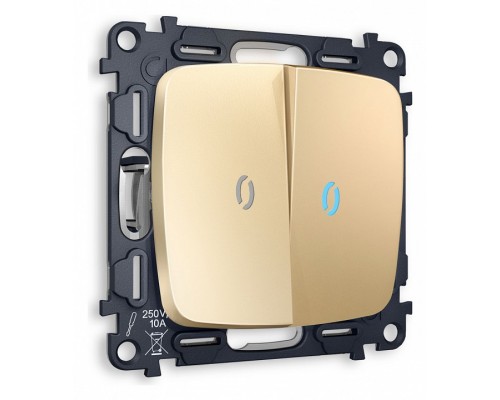 Выключатель проходной двухклавишный с подсветкой без рамки Ambrella Volt Quant MO604040