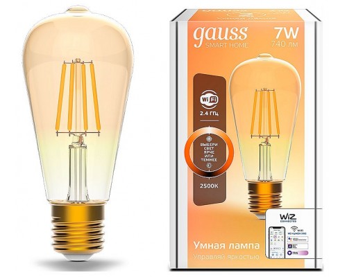Лампа светодиодная Gauss Smart Home E27 7Вт 2500K 1290112 Лампа светодиодная Gauss Smart Home E27 7Вт 2500K 1290112