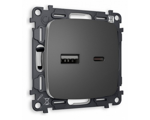 Розетка 2хUSB type A и C без рамки Ambrella Volt Quant MO661010 Розетка 2хUSB type A и C без рамки Ambrella Volt Quant MO661010