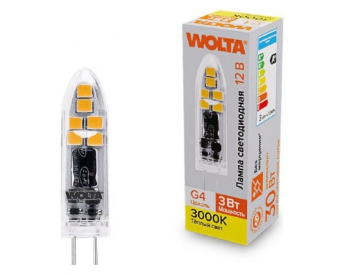 Лампа светодиодная Wolta G4 3Вт 3000K WSTD-JC-12V3W3KG4-P Лампа светодиодная Wolta G4 3Вт 3000K WSTD-JC-12V3W3KG4-P