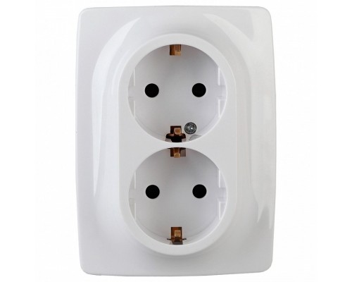 Розетка двойная с заземлением и со шторкой Эра Эра 12 12-2006-01