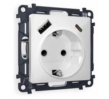 Розетка с заземлением и 2хUSB type A и C, без рамки Ambrella Volt Quant MA130010