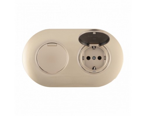 Розетка с заземлением и шторкой, с крышкой Arte Milano SET08-2 SET08-2-41-1x2 shampan