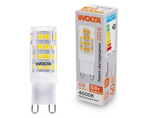 Лампа светодиодная Wolta  G9 5Вт 4000K WSTD-JCD-5W4KG9-C