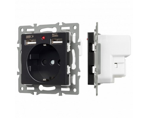 Розетка с заземлением и 2хUSB type A, без рамки Arlight SCT 043734