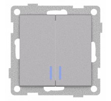 Выключатель двухклавишный с подсветкой без рамки Gusi Electric UGRA С11В28-004