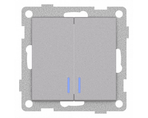 Выключатель двухклавишный с подсветкой без рамки Gusi Electric UGRA С11В28-004 Выключатель двухклавишный с подсветкой без рамки Gusi Electric UGRA С11В28-004