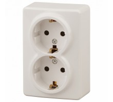 Розетка двойная с заземлением и со шторкой Эра Эра Эксперт 11-2206-02