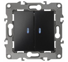 Выключатель двухклавишный с подсветкой без рамки Эра Эра 12 12-1004-06