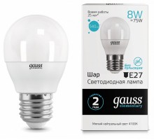 Лампа светодиодная Gauss  E27 8Вт 4100K 53228