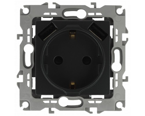 Розетка с заземлением и со шторкой и 2хUSB, без рамки Эра Эра 12 12-4109-05