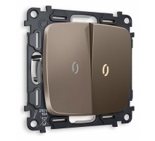 Выключатель проходной двухклавишный с подсветкой без рамки Ambrella Volt Quant MO634030