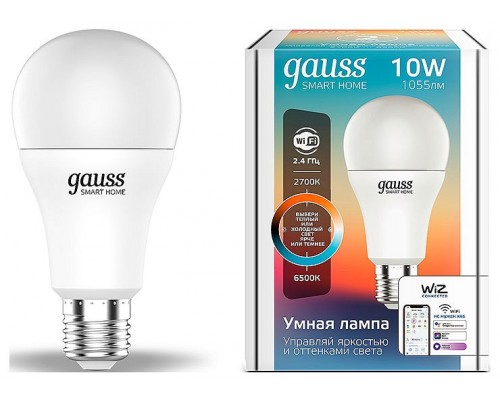Лампа светодиодная Gauss Smart Home E27 10Вт 2700-6500K 1080112 Лампа светодиодная Gauss Smart Home E27 10Вт 2700-6500K 1080112