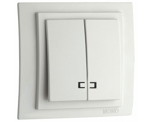 Выключатель двухклавишный с подсветкой Mono Electric Larissa 103-191925-103 Выключатель двухклавишный с подсветкой Mono Electric Larissa 103-191925-103