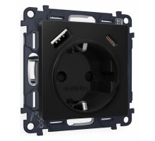 Розетка с заземлением и 2хUSB type A и C, без рамки Ambrella Volt Quant MA810010