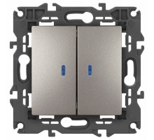 Выключатель двухклавишный с подсветкой без рамки Эра Эра Elegance 14-1105-16